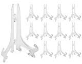 Super Z Outlet 5" Clear Plastic Easels or Stand/Plate Holders to Display Pictures or Other Items at Weddings, Home Decoration, Birthdays, Tables (12)