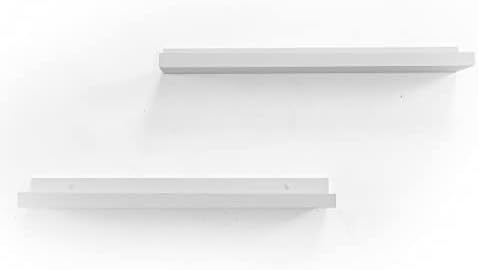 Greenco Set of 2 Picture Shelf, Wall Mounted Photo Ledge Floating Shelves for Bedroom, Living Room, Kitchen, White