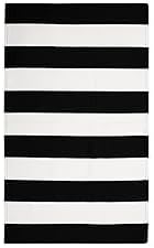KOZYFLY Black and White Striped Area Rug 27.5x43 Inches, Cotton Washable Indoor Outdoor Doormat for Kitchen Entryway