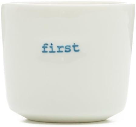 Word Range Ceramic Set of 4 Egg Cups, Gift Boxed, What Came First the Chicken or the Egg