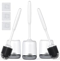 Lefree 3 Pack Silicone Toilet Brush,Rubber Toilet Bowl Brush and Holder Set