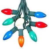25 C9 Set Bulbs Foot Multi Ceramic Christmas String Light - Opaque - Roofline Light String - Green Wire