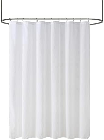 Madison Park Anna Sheers Shower Curtain, Textured Striped Design, 72x72", Ivory