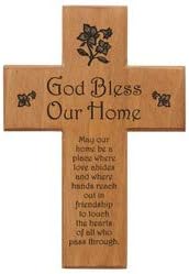 Mahogany God Bless Our Home "May Our Home Be a Place..." 8" Wall Cross