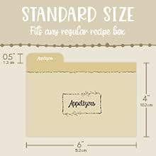 Dekali Designs Recipe Card Dividers: Set of 24 Thick Cardstock 4x6 Dividers with Tabs + Cooking Measurement Chart