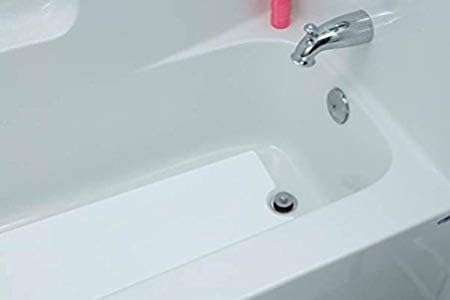 Peel and Stick Bathtub Mat, White Adhesive Vinyl Anti Slip with Drain Cut Out, 16" X 40"