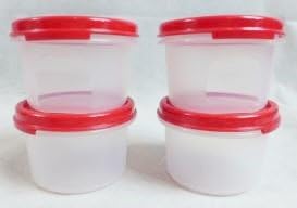 Tupperware Modular Mates Set of 4 Sheer #1 Rounds, 7 oz. Capacity Each with Liquid Airtight Seals
