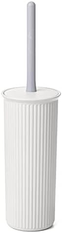 Superio Ribbed Collection - Decorative Plastic Toilet Bowl Brush and Holder Set,
