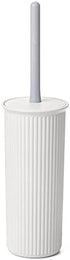 Superio Ribbed Collection - Decorative Plastic Toilet Bowl Brush and Holder Set,