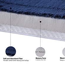 Navy Blue Memory Foam Bath Mat - Soft and Absorbent Non-Slip Rug for Kitchen or Bathroom (17" x 24")