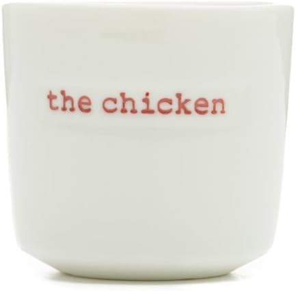 Word Range Ceramic Set of 4 Egg Cups, Gift Boxed, What Came First the Chicken or the Egg