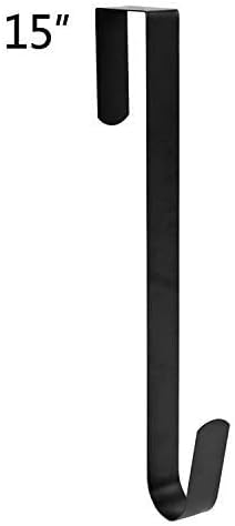 Sattiyrch 15" Wreath Hanger for Front Door - Sturdy Steel Over The Door Hook (Black, 1)