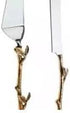 Godinger 2 Piece Gold Leaf Cake Server Set, 1 Cake Knife and 1 Cake Server, Stainless Steel and Brass