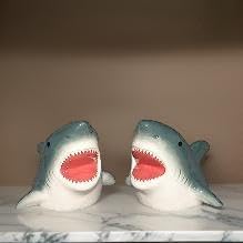 Nautical Shark Salt & Pepper Shaker Set - Ceramic Shakers for Coastal Kitchen Decor, Beach House Decorations