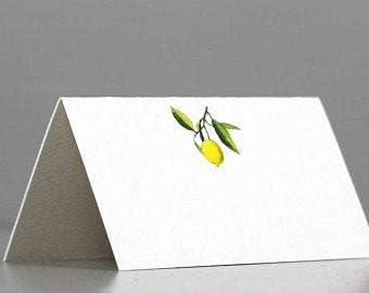 Nancy Nikko Place Cards with Lemon on Branch, Table Tent Style for Weddings, Showers, Dinner Parties, 12 Pkgs