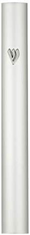 A&S Mezuzot Aluminum Mezuzah Case in Silver Shin Design, Weatherproof Door Mezuza Judaica Art (Silver, 5 Inches)
