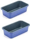 Set of 2 Haze Blue Loaf Pans, Non-Stick Coating Royal Blue Carbon Steel, 9x5 Inch for Home Baking