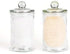 Mini Glass Apothecary Jars - Set of 3 Bathroom Storage Organizer Canisters for Cotton Swabs, Cotton Balls, Makeup