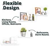 Greenco Set of 2 Picture Shelf, Wall Mounted Photo Ledge Floating Shelves for Bedroom, Living Room, Kitchen, White