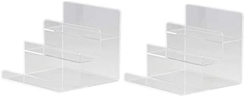 Acrylic Wallet Display Stand Holder, Acrylic Jewelry Display Riser Shelf Showcase Fixtures (2pcs 3-Tiers)
