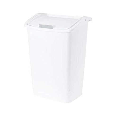 Rubbermaid White Dual-Action Swing Lid Trash Can, 11.25 Gallon