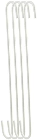 4-Pack 16 Inch White Metal Hanging S Hooks - Heavy-Duty S Shaped Hooks for Kitchenware, Plants, Towels & Gardening Tools