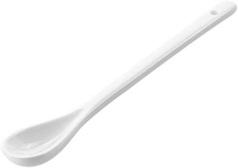 AKOAK 6.7 "Ceramic Egg Spoon (Set of 5), White Long-Handled Ceramic Spoon, Teaspoon for Coffee, Tea, Yogurt, Ice Cream, Sauces and Desserts, Espresso Stirring Spoon