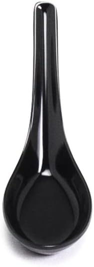 JapanBargain 3192x4 Black Soup Spoons, Chinese Japanese Asian Wonton Miso Ramen Noodle Soup Spoons, Set of 4