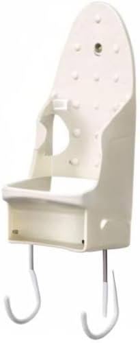 Household Essentials 166-1 Iron Wall Mount with Attached Ironing Board Hooks, White
