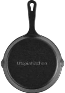 Utopia Kitchen Saute Fry Pan - Chefs Pan, Pre-Seasoned Cast Iron Skillet, 10.25 Inch Frying Pan for Indoor & Outdoor