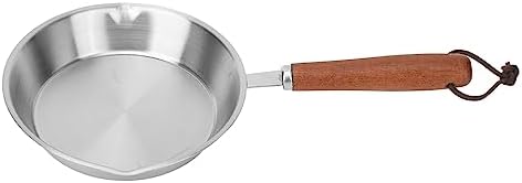 Sonew Mini Stainless Steel Frying Pan, 16CM Non Stick Egg Pan with Solid Wood Handle for Induction Cooker