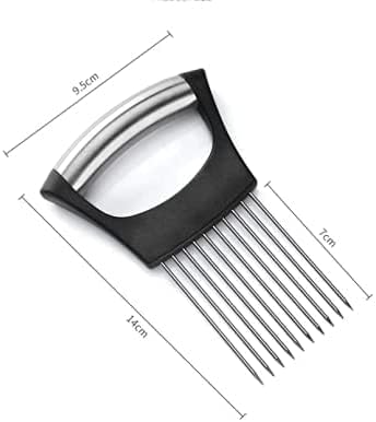 BeeSpring Meat Slicer, Food Slice Assistant Onion Holder Slicer, Stainless Steel Kitchen Gadget for Cutting and Peeling