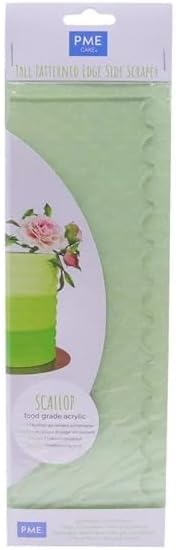 PME Tall Patterned Edge Side Scraper for Cake Decorating - Scallop (PS64)