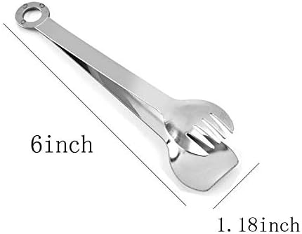 Flatware Food Serving Tongs, 6 inch Stainless Steel Mini Appetizer Buffet Tongs, Pack of 5