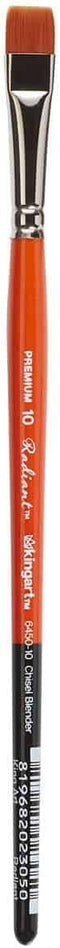 KINGART 6450-10 TAKLON Chisel Blender Paint Brush, 10, Black, Silver, Orange
