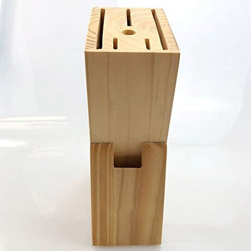 Wooden Knife Block Countertop Knife Holder with Scissors-Slot for Kitchen