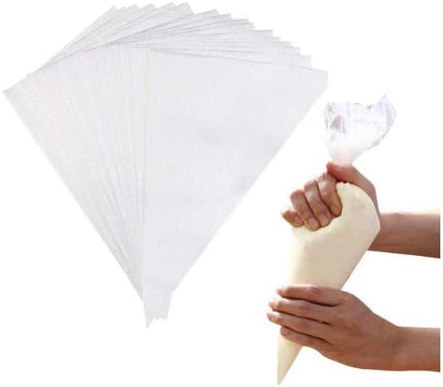 Disposable Cake Decorating Bags - Set of 100 White 14 Inch Round Piping Bags for Cakes, Cupcakes, Cookies