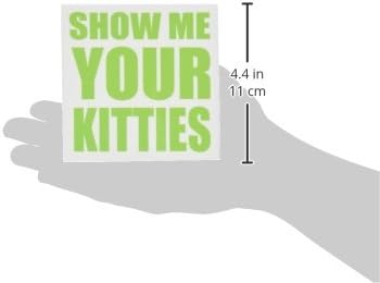 3dRose CST_163933_3 Lime Green Ceramic Tile Coasters, Set of 4, Show Me Your Kitties