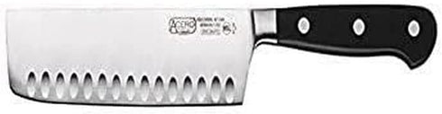 Winco KFP-73, 7" Acero Nakiri Knife, Hollow Ground Asian Style Knife with Black POM Handle, Vegetable Knife, Japanese Cleaver Chopping Knife, NSF by Winco