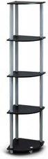 5-Tier Furinno TURN-N-TUBE Corner Shelf, Corner Bookshelf, Open Storage Shelves, for Organization and Storage, Living