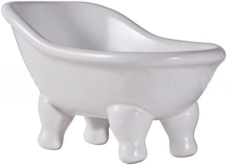 Ceramic White Clawfoot Bathtub Bar Soap Dish, Decorative Soap Dish for Bathroom, Kitchen Sink