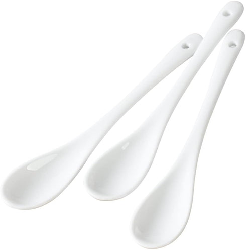 AKOAK 5-Inch White Ceramic Spoon - Ideal for Coffee, Tea, Yogurt, and Desserts
