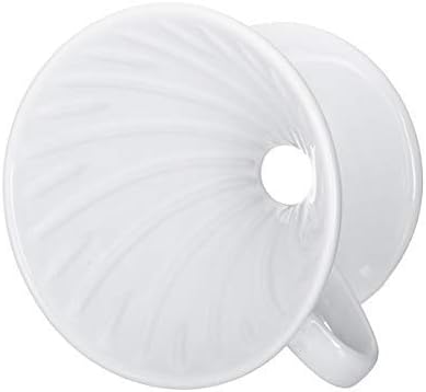 Pour Over Coffee Dripper - White Ceramic Slow Brewing Accessories for Home, Cafe, Restaurants - 2 Cup, V02 Filters