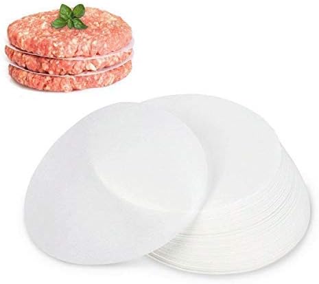 GWHOLE 500pcs Wax Paper Non-Stick Hamburger Patty Paper, Food Grade BBQ Grill Waxed Stencil Sheet, 4.3 inch
