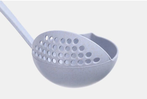 2 In 1 Kitchen Ladle Soup Pan Spoon with Filter Strainer, Blue