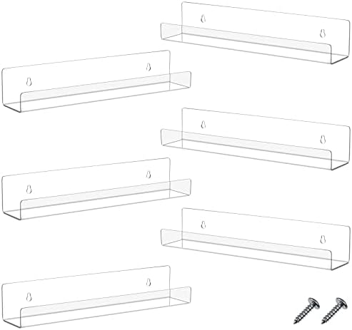 Blulu 4 Packs 14 Inch Acrylic Floating Bookshelf, Wall Mounted Shelf, Ledge