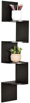 WELLAND Zig Zag 4 Tiers Black Finished Floating Shelf,Wall Mounted Corner Wall