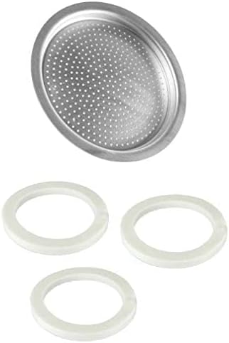 Univen 2.5" (64mm) Espresso Filter and Gasket Seals for Bialetti 6 Cup Aluminum Espresso Makers