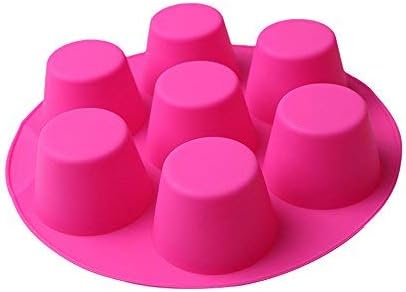 7 Cavity Silicone Air Fryer Muffin Pans, Nonstick Brownie Cake Mold, Round Pudding Cupcake Recipe Tray