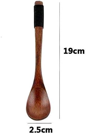 2 Set of Retro Handcrafted Wooden Long Coffee Tea Spoon Coffee Stirrers with Cable Tie